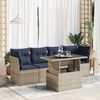 vidaXL 5 Piece Patio Sofa Set with Cushions Gray Poly Rattan Acacia