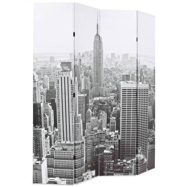 vidaXL Folding Room Divider 63.0x66.9" New York by Day Black and White