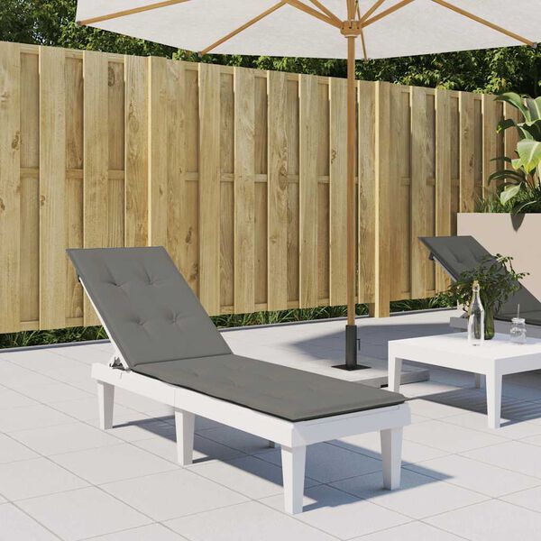 vidaXL Deck Chair Cushion Melange dark grey 100% polyester Extra Long