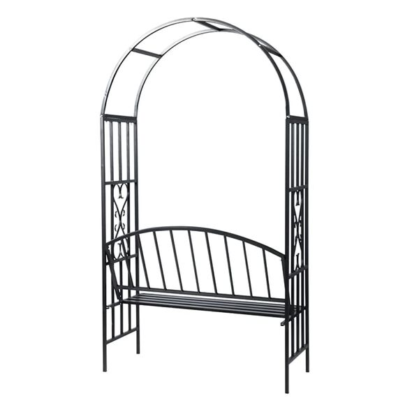 vidaXL Rose Arch Black Powder-Coated Metal Medium Decorative Inlays