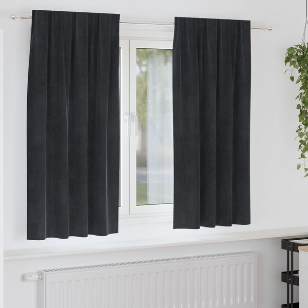 vidaXL Curtains with Curtains 2 pcs Black 55.12 x 68.90 in Velvet
