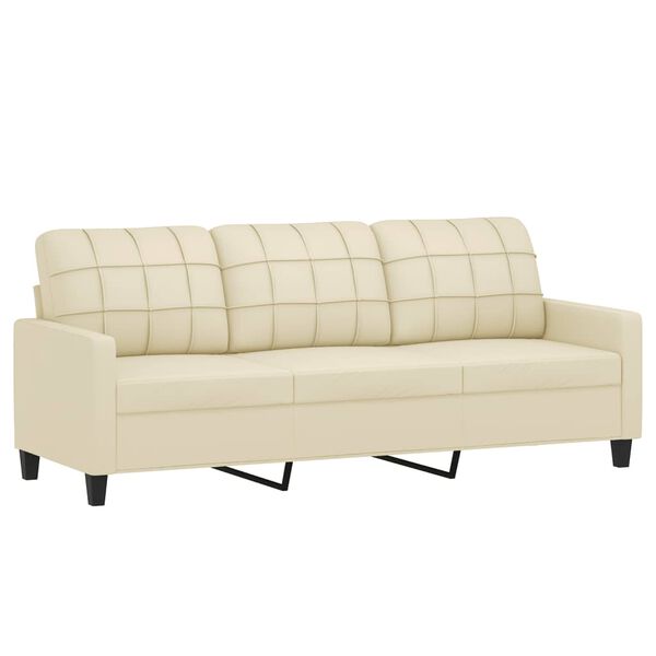 vidaXL Sofa Set Cream Faux leather 2-Seater and 3-Seater Durable