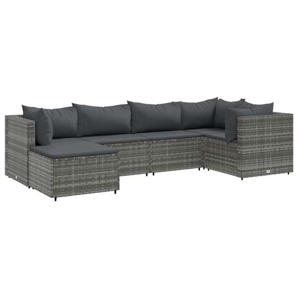 vidaXL Patio Lounge Set Grey PE rattan 6 Piece Set Modular
