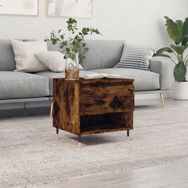 vidaXL Coffee Table Smoked oak Engineered wood, Metal 19.7x18.1x19.7 in