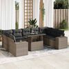 vidaXL Garden Sofa Set Grey PE Rattan Large Adjustable Armrests