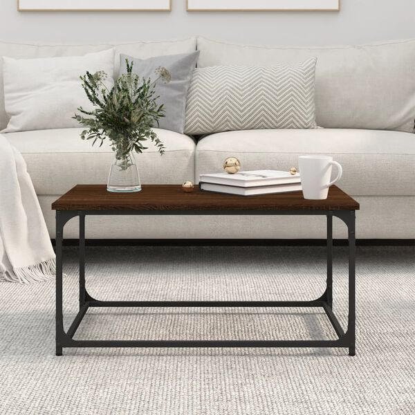 vidaXL Coffee Table Brown Oak Engineered Wood and Iron Medium