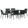 vidaXL 7 Piece Patio Dining Set with Cushions Poly Rattan and Steel