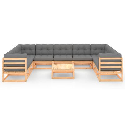 vidaXL 10 Piece Patio Lounge Set with Cushions Solid Pinewood