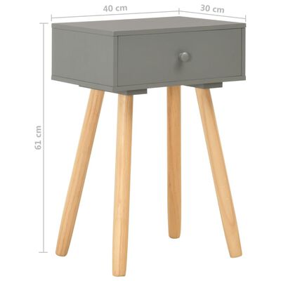 vidaXL Side Table 2 pcs Gray Solid Wood Pine