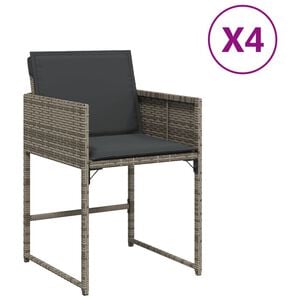 vidaXL Patio Chair Grey PE rattan, powder-coated steel Standard Foldable