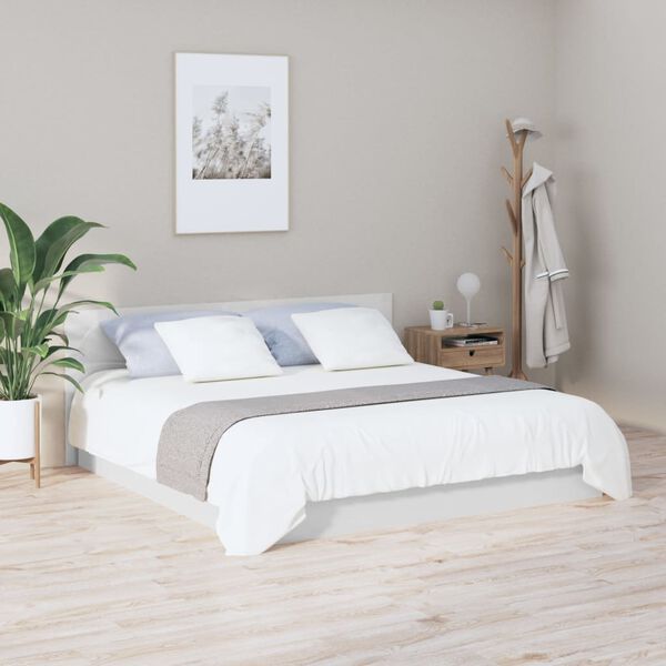 vidaXL Bed Headboard High gloss white Engineered wood Double