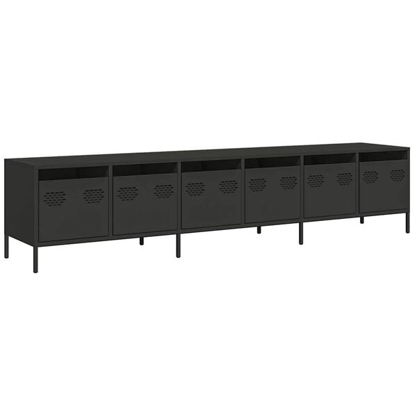 vidaXL TV Cabinet Black Cold-rolled Steel 79.5x15.4x17.1 in TV Cabinet