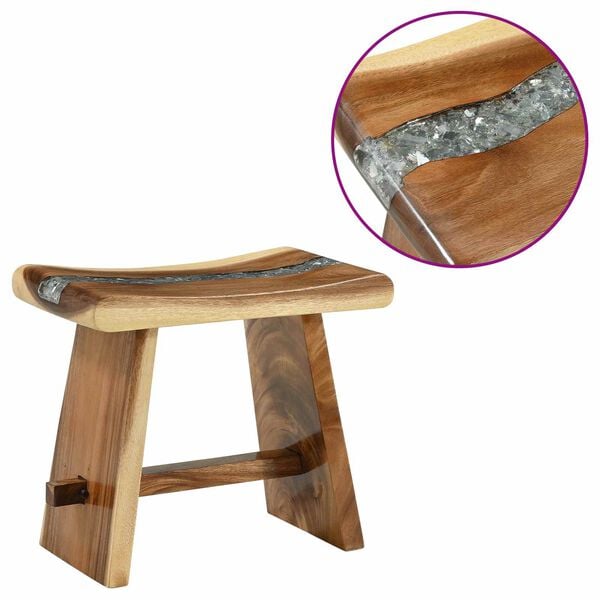 vidaXL Bathroom Stool Natural 19.69 x 11.81 x 17.72 in Natural Wood