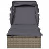 vidaXL Sunbed Grey PE Rattan, Powder-Coated Steel 83.1 x 25.6 in