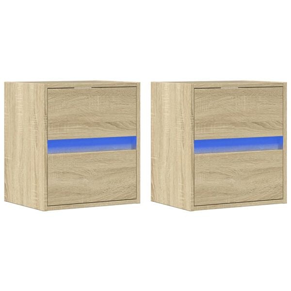 vidaXL TV Wall Cabinet Set of 2 Sonoma oak Engineered wood Compact