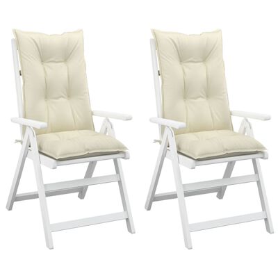 vidaXL Garden Highback Chair Cushions 2 pcs Cream 47.2"x19.7"x2.8" Fabric