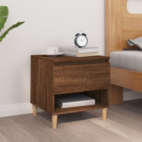 vidaXL Bedside Table Brown oak Engineered wood Medium Bedside Table