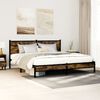 vidaXL Bed Frame Smoked Oak Steel, Engineered Wood Double Bed Frame