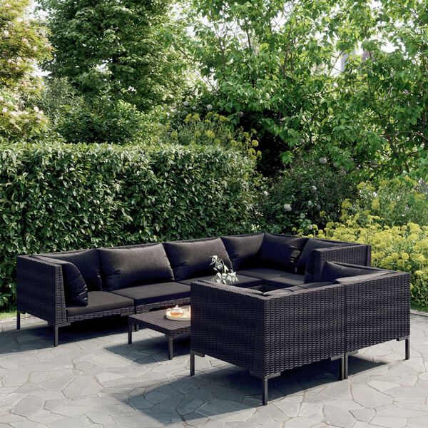 vidaXL Garden Lounge Set Dark Grey, Black