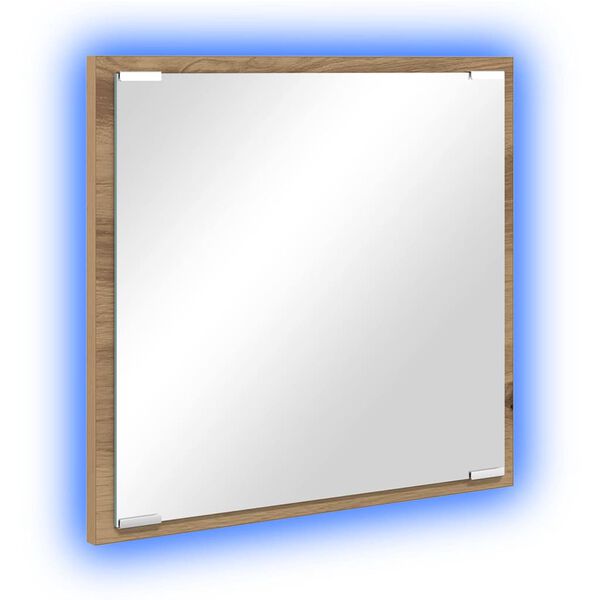 vidaXL LED Bathroom Mirror Wall-mounted Artisan Oak 40 x 37 x 8.5 cm