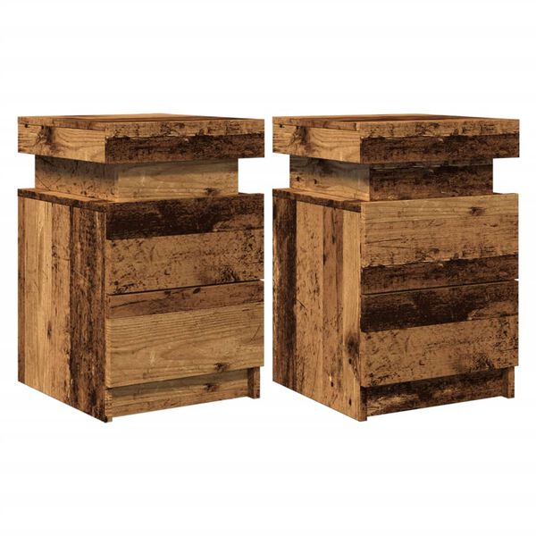vidaXL Bedside Cabinet Set of 2 Old wood Engineered wood