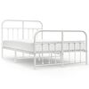 vidaXL Bed Frame White Powder-coated steel Double Bed Frame