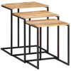vidaXL Nesting Table Set of 3 Natural wood with black metal
