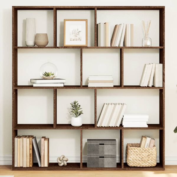 vidaXL Book Cabinet Brown Oak Engineered Wood 52.0 x 11.4 x 55.7 in