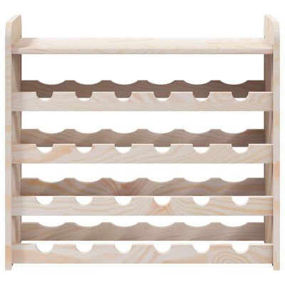 Wooden wine rack back view showing multiple shelves