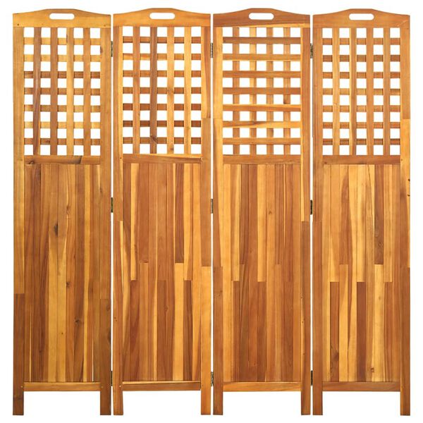 vidaXL 4-Panel Room Divider 63.4"x0.8"x66.9" Solid Acacia Wood