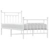 vidaXL Bed Frame White Steel Twin Bed Frame Rectangular Traditional