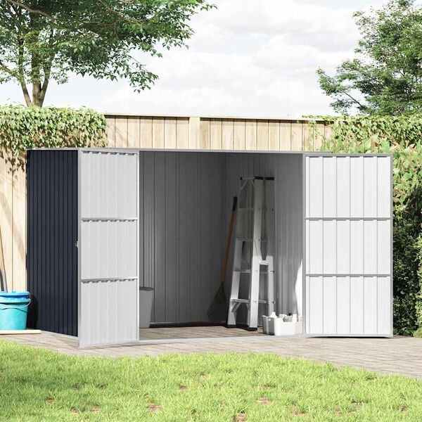 vidaXL Garden Shed Anthracite Galvanized Steel Medium Garden Shed