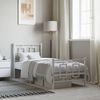 vidaXL Bed Frame White Powder-Coated Steel Small Single Bed Frame