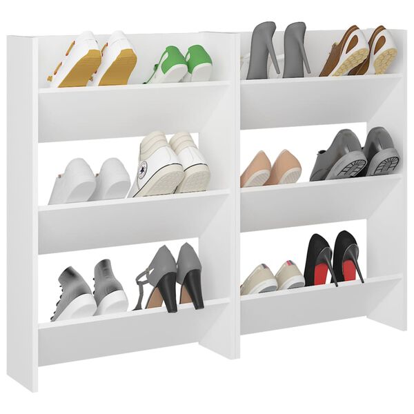 vidaXL Wall Shoe Cabinets 2 pcs White 23.6"x7.1"x35.4" Engineered Wood