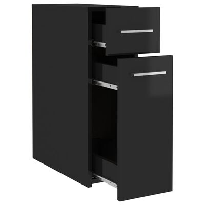 vidaXL Apothecary Cabinet High Gloss Black 7.9"x17.9"x23.6" Engineered Wood