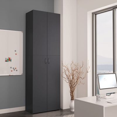 vidaXL Office Cabinet Gray 23.6"x12.6"x74.8" Engineered Wood