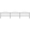 vidaXL Garden Fence with Spear Top Steel 211.4"x29.5" Black