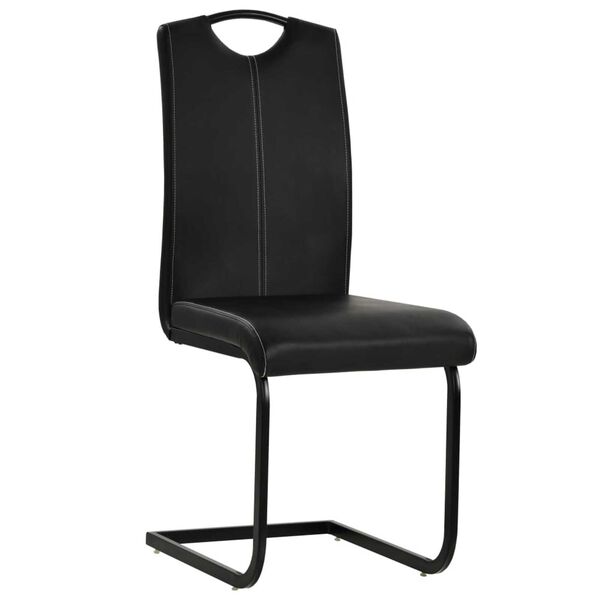 vidaXL Dining Chair Set of 4 Black Faux leather, steel Standard