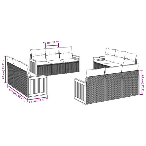 vidaXL Garden Sofa Set Grey