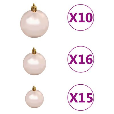 vidaXL 120 Piece Christmas Ball Set with Peak and 300 LEDs Rose Gold