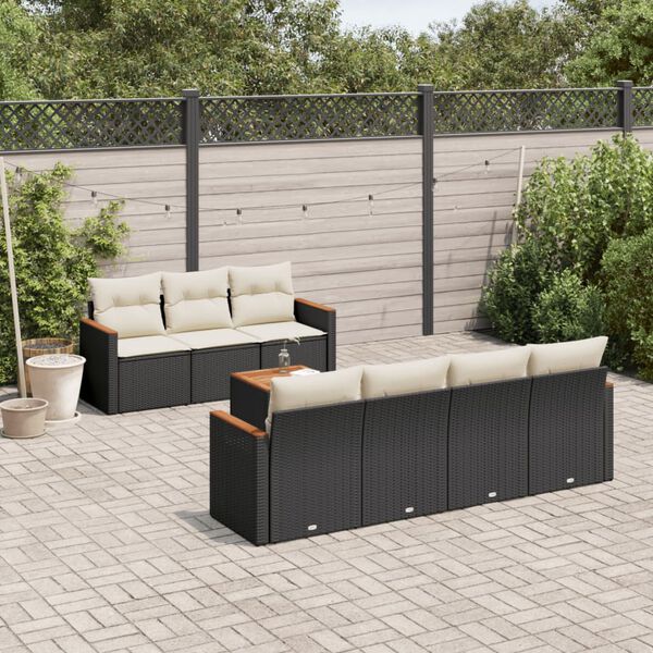 vidaXL Garden Sofa Set Black PE Rattan Large Modular Garden Sofa Set