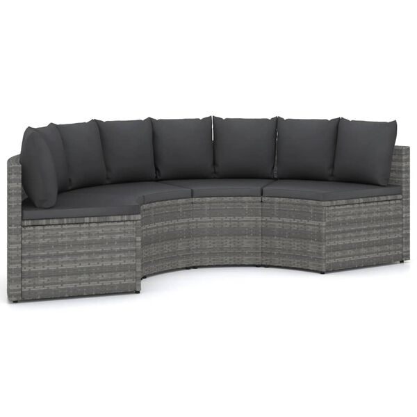 vidaXL 4 Piece Patio Sofa Set with Cushions Poly Rattan Gray