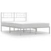 vidaXL Bed Frame White Powder-Coated Steel Full Bed Frame Rectangular