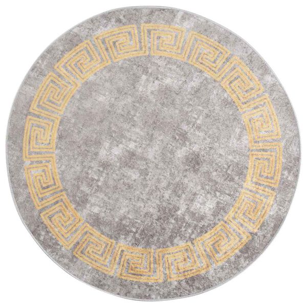 vidaXL Rug Gray Polyester 47.2 in. Area Rug Round Contemporary