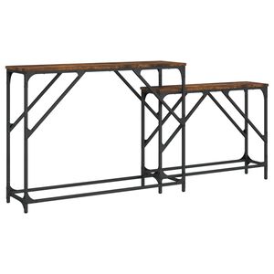 vidaXL Nesting Console Table Smoked oak Engineered wood, Metal Large