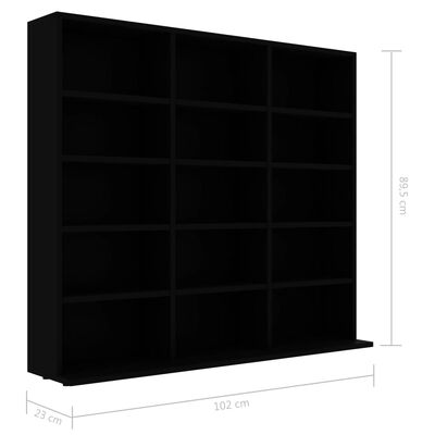 vidaXL CD Cabinet Black 40.2"x9.1"x35.2" Chipboard