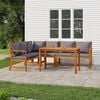 vidaXL Patio Dining Set Natural wood and Dark Gray Solid Acacia Wood, Fabric