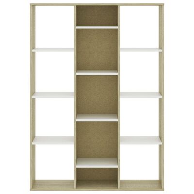 vidaXL Room Divider/Book Cabinet White and Sonoma Oak 39.4"x9.4"x55.1" Engineered Wood