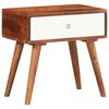 vidaXL Side Table Brown and White Solid Acacia Wood Small Side Table