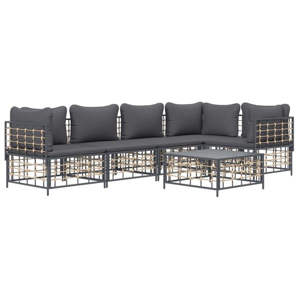 vidaXL Garden Lounge Set Anthracite Poly rattan Large Modular